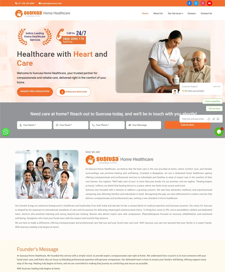 Website developed for Susrusa Home