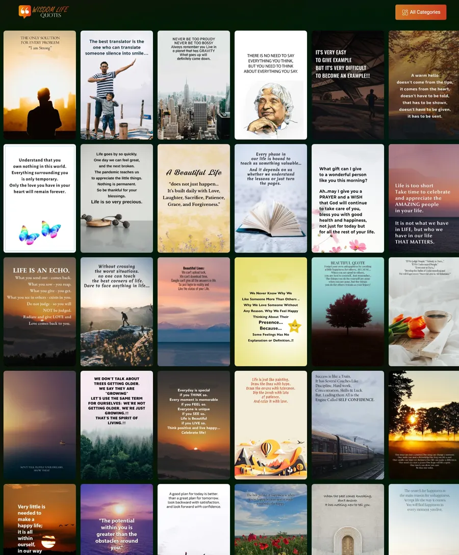 Website developed for Wisdom Life Quotes Daily
