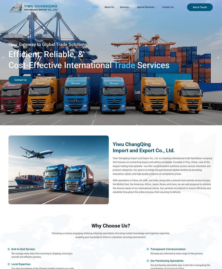 Website developed for Yiwu ChangQing