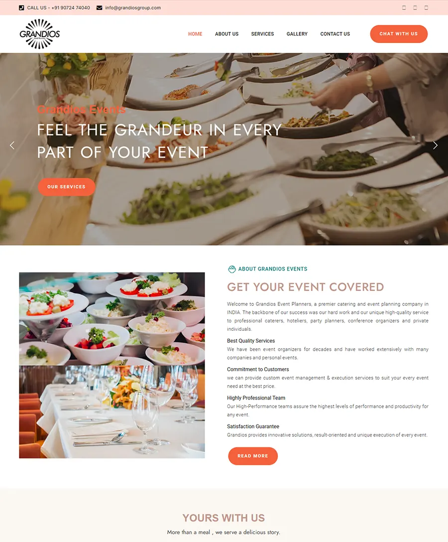 Website developed for Grandios Events