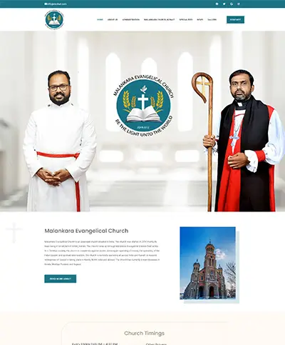 Website developed for Malankara Evangelical Church