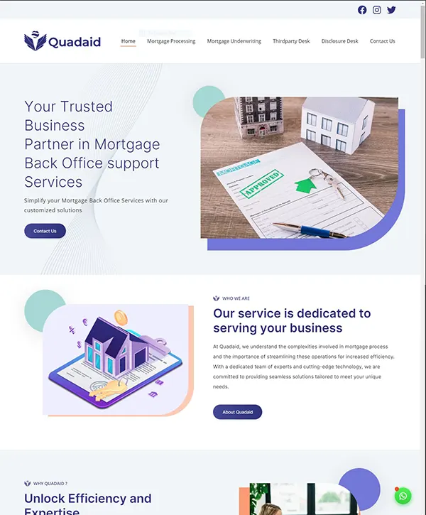 Website developed for Quadaid