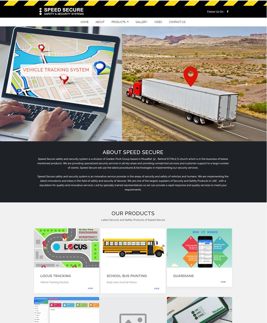 Website developed for Speed Secure safety and security system is an innovative service provider in the areas of security and safety of vehicles and humans