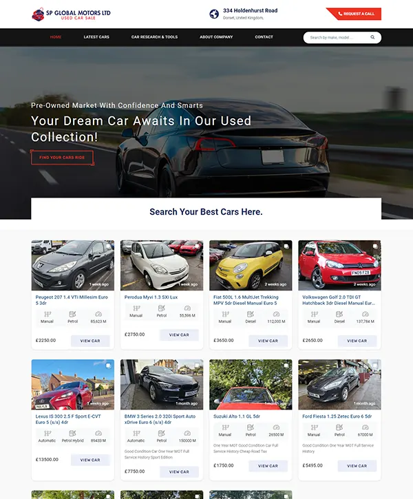 Website developed for SP Global Motors