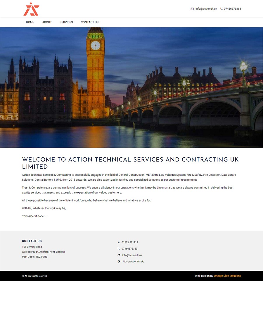 website developed for Technical Services & Contracting in Willesborough, England