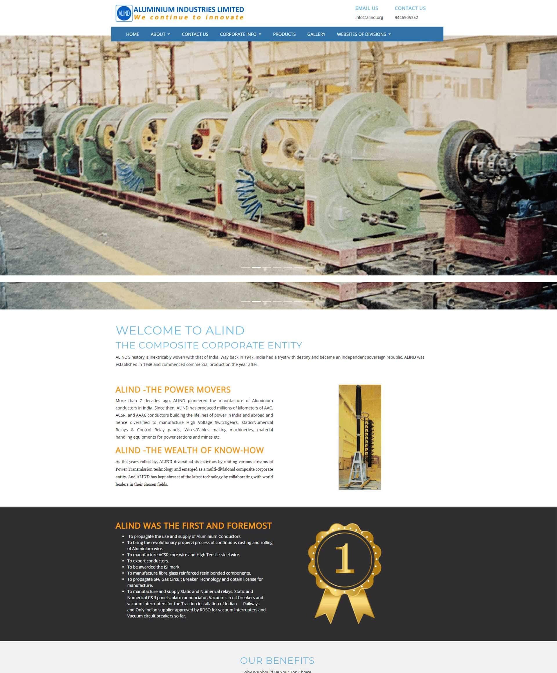 Website developed for alind in India
