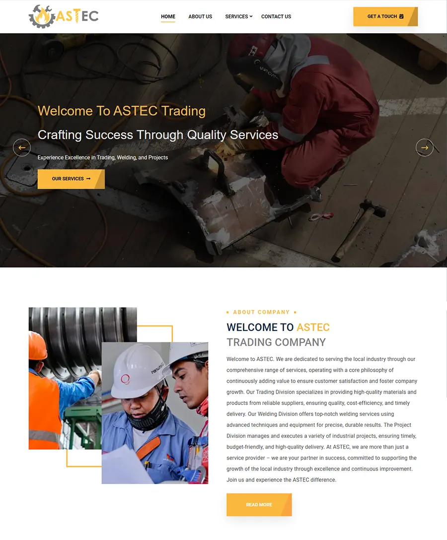 Website developed for Trading Company serves the local industry with its Trading activities