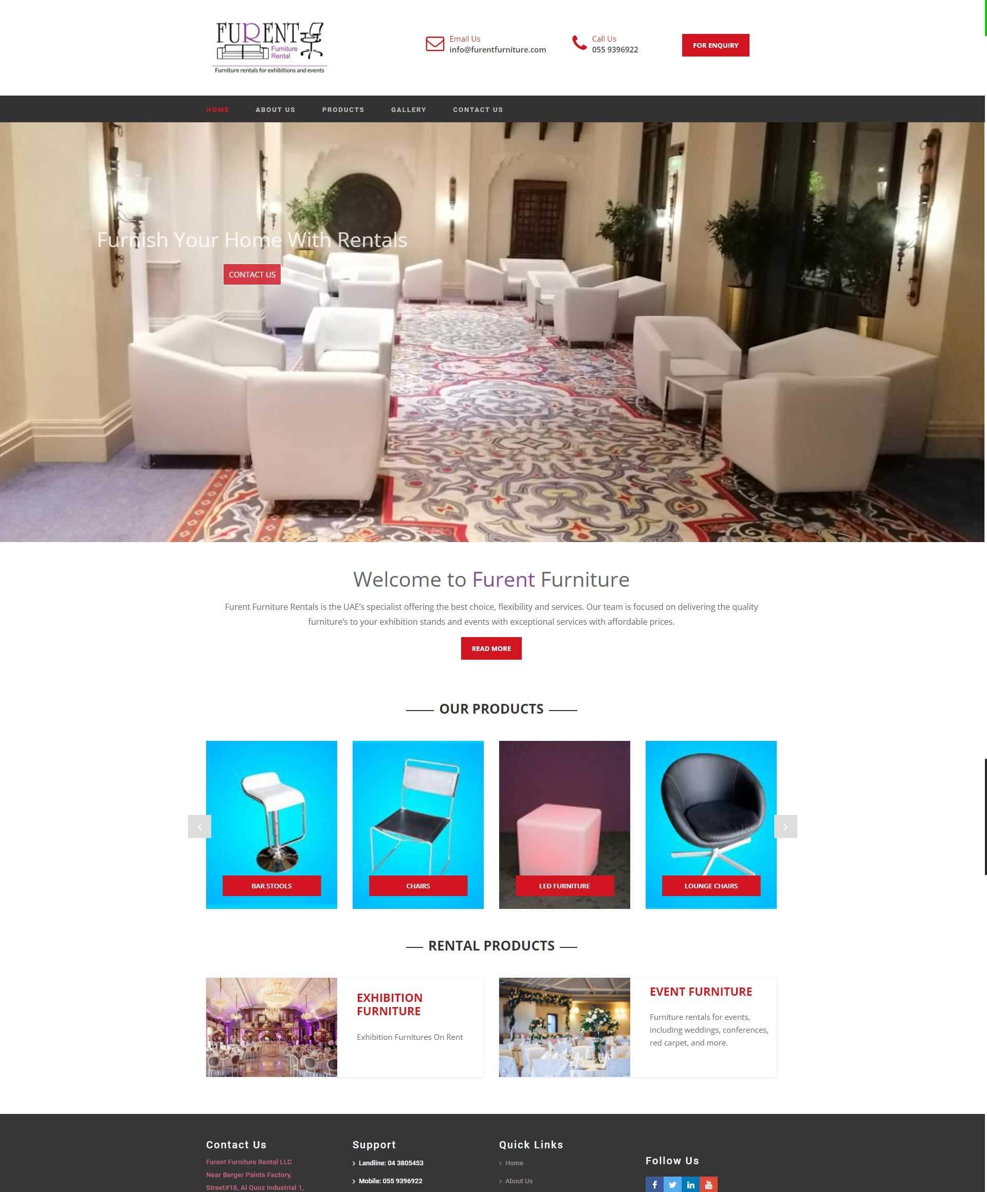 Website developed for Furent Furniture in Dubai UAE