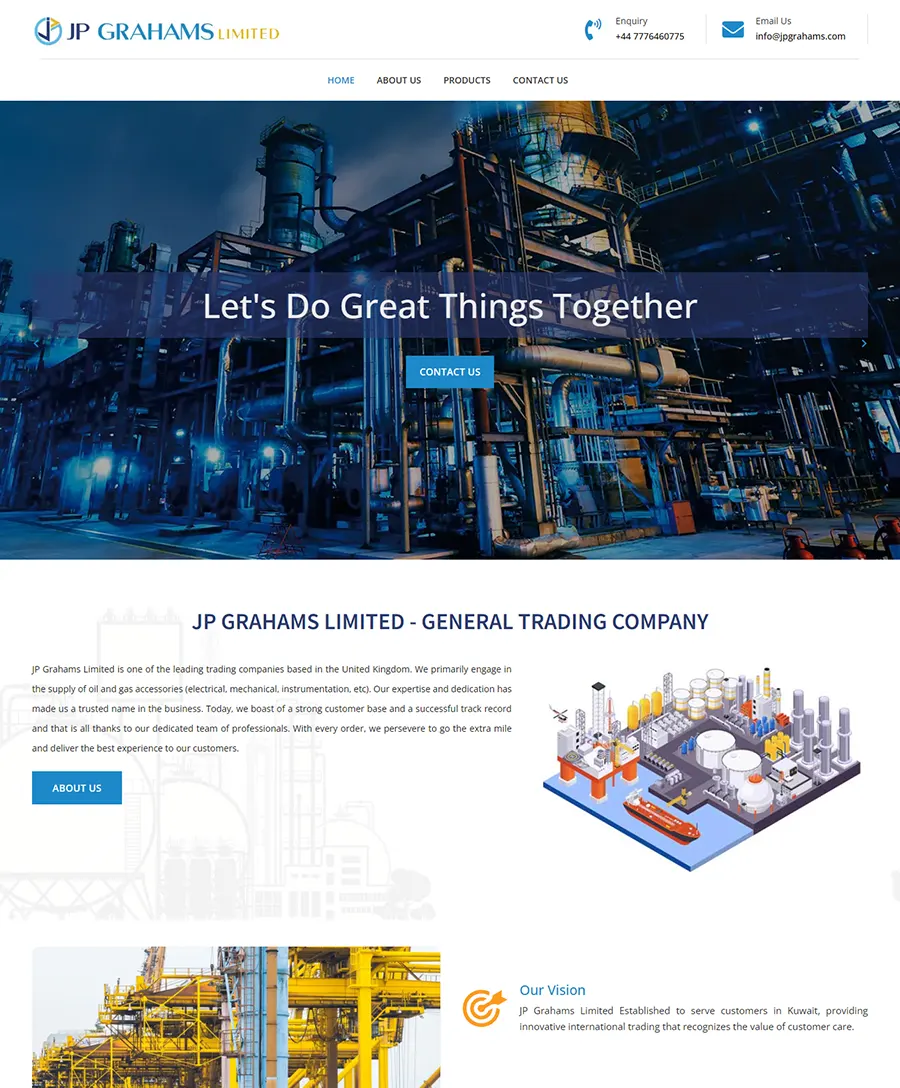 Website developed for JP Grahams Limited