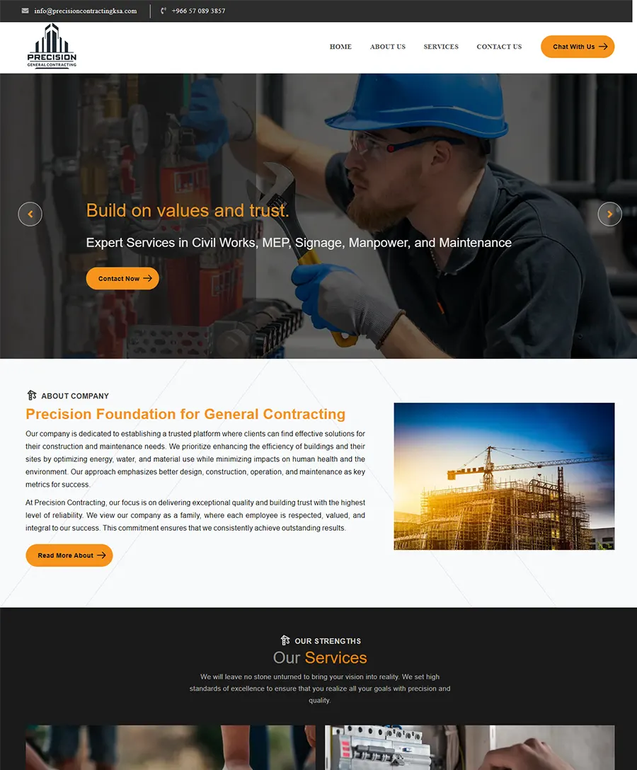 Website developed for Precision Foundation