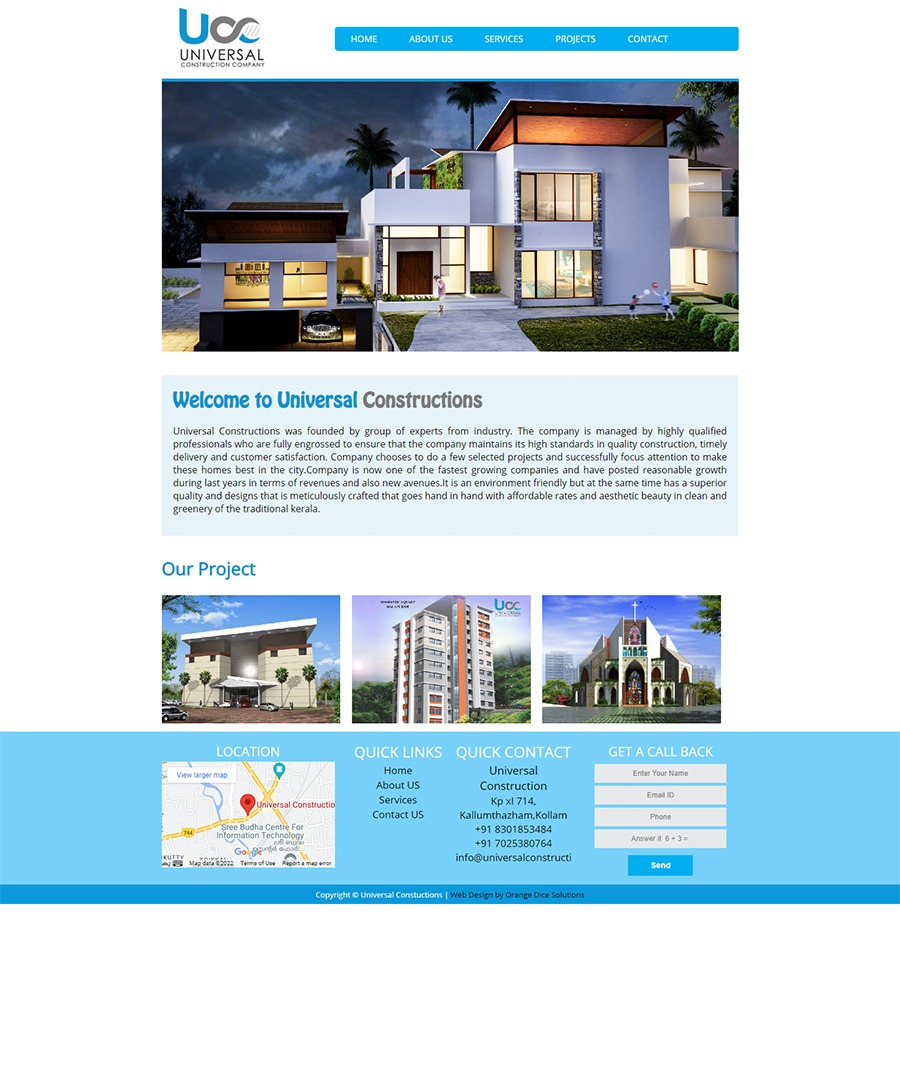 Website developed for Builders and developers in Kollam construction company Kerala