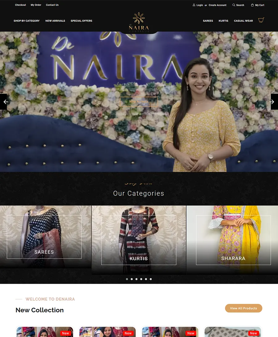 Website developed for Denaira Boutique