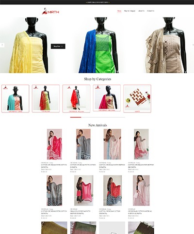 Website developed for Mirth Fashion Boutique and Stitching Centre in Pattathanam, Kollam