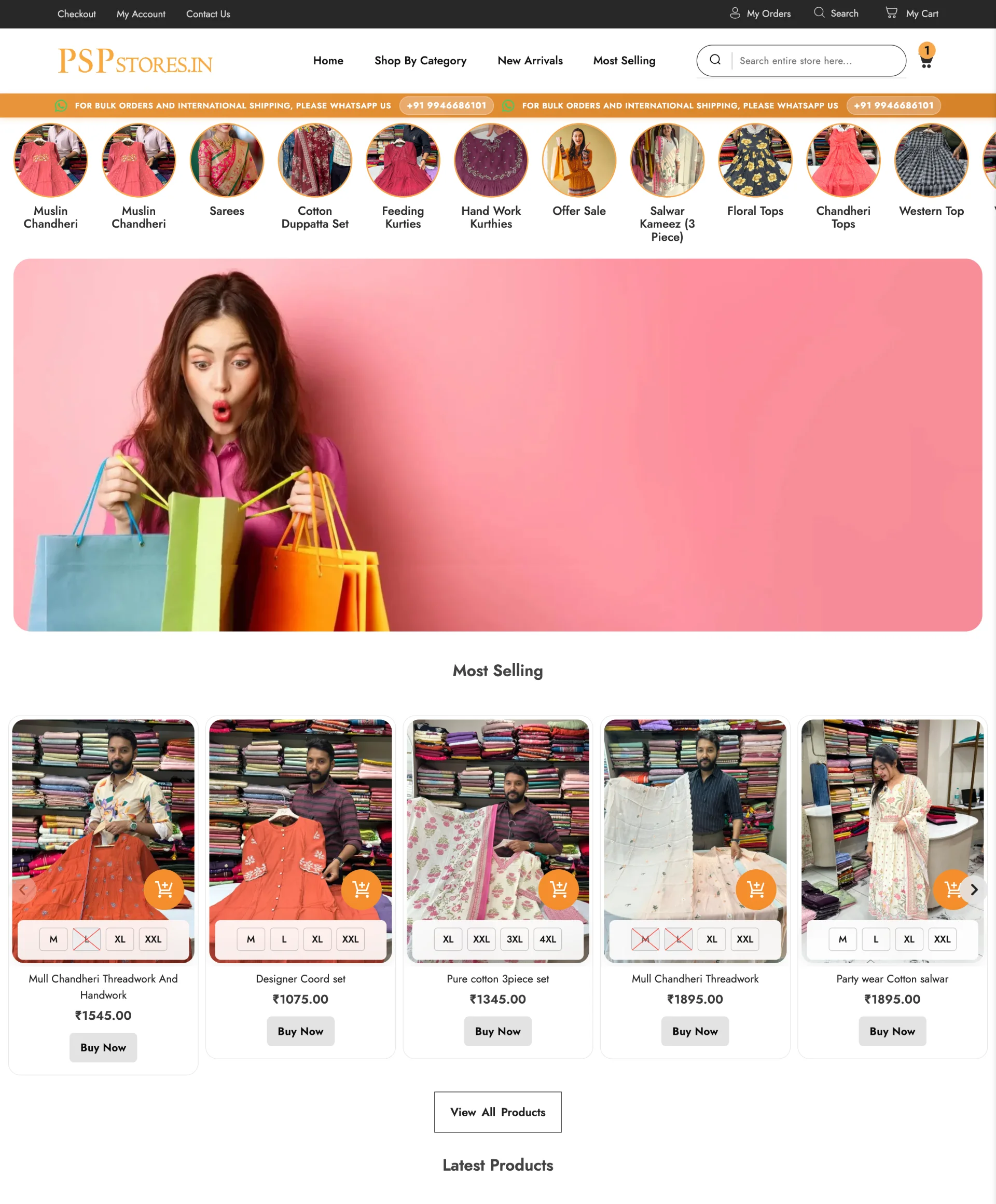 Website developed for PSP Stores