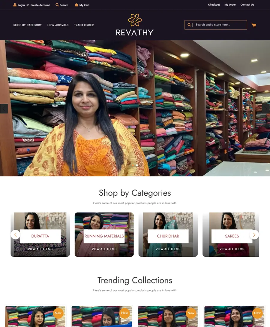 Website developed for Revathy Wedding Collection