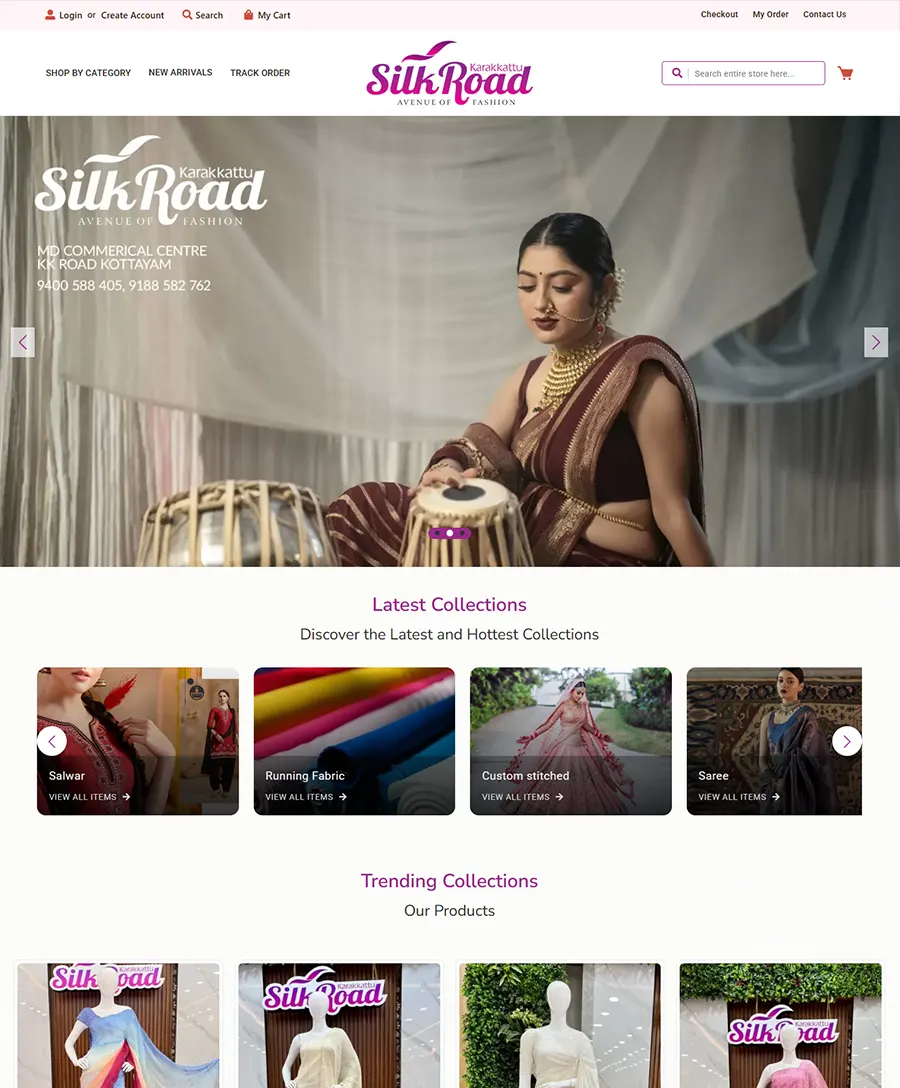 Website developed for silk Road kerala