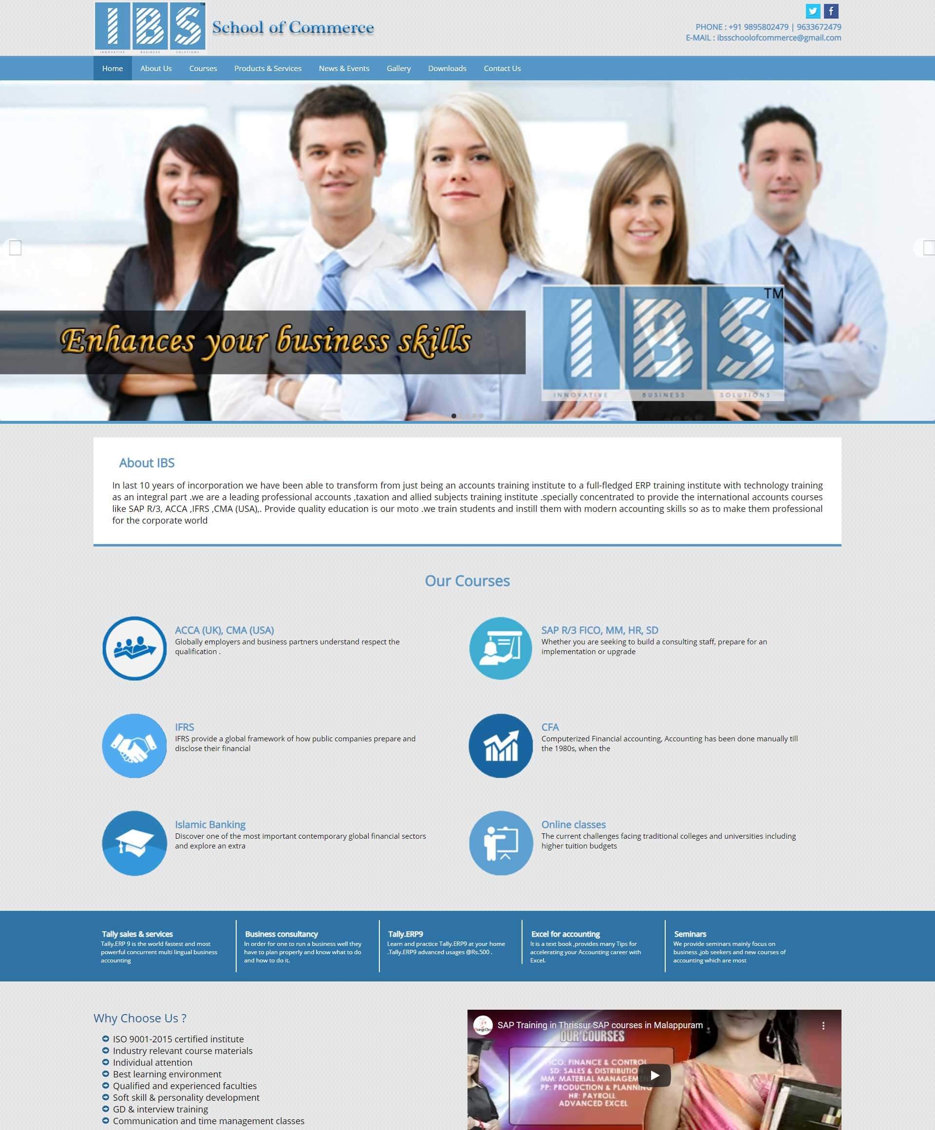 Website developed for IBS Education in Pattambi road, Edappal
