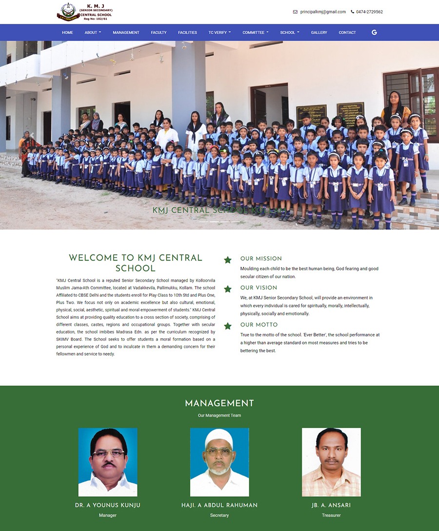 Website developed for CBSE school in Kollam