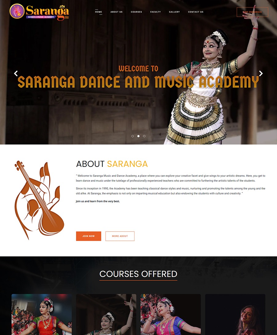 Website developed for  Music Academy, Haripad, Alleppey