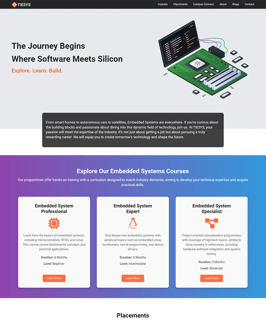 Website developed for Tiesys