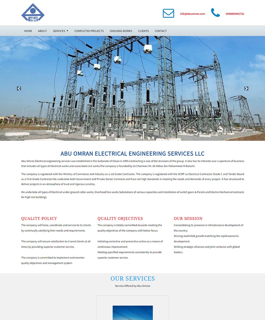 website developed for electrical engineering services