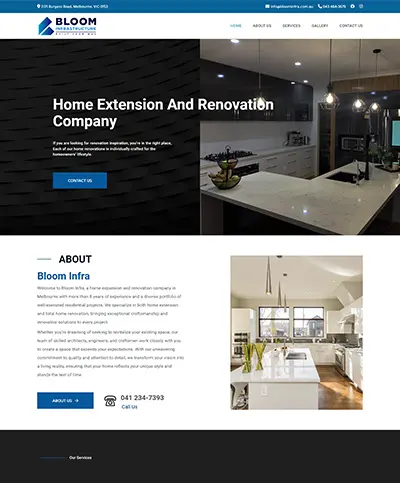 Website developed for Bloom Infra
