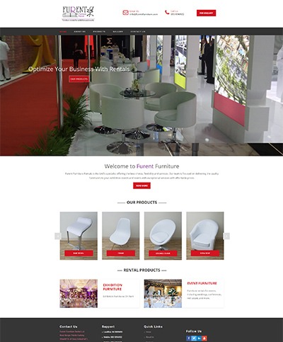 Website developed for Furniture rentals for Exhibition and Events in Dubai UAE