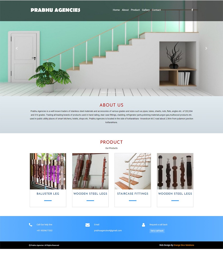 Website developed for Trading all leading brands of products used in hand railing, stair case fittings, cladding