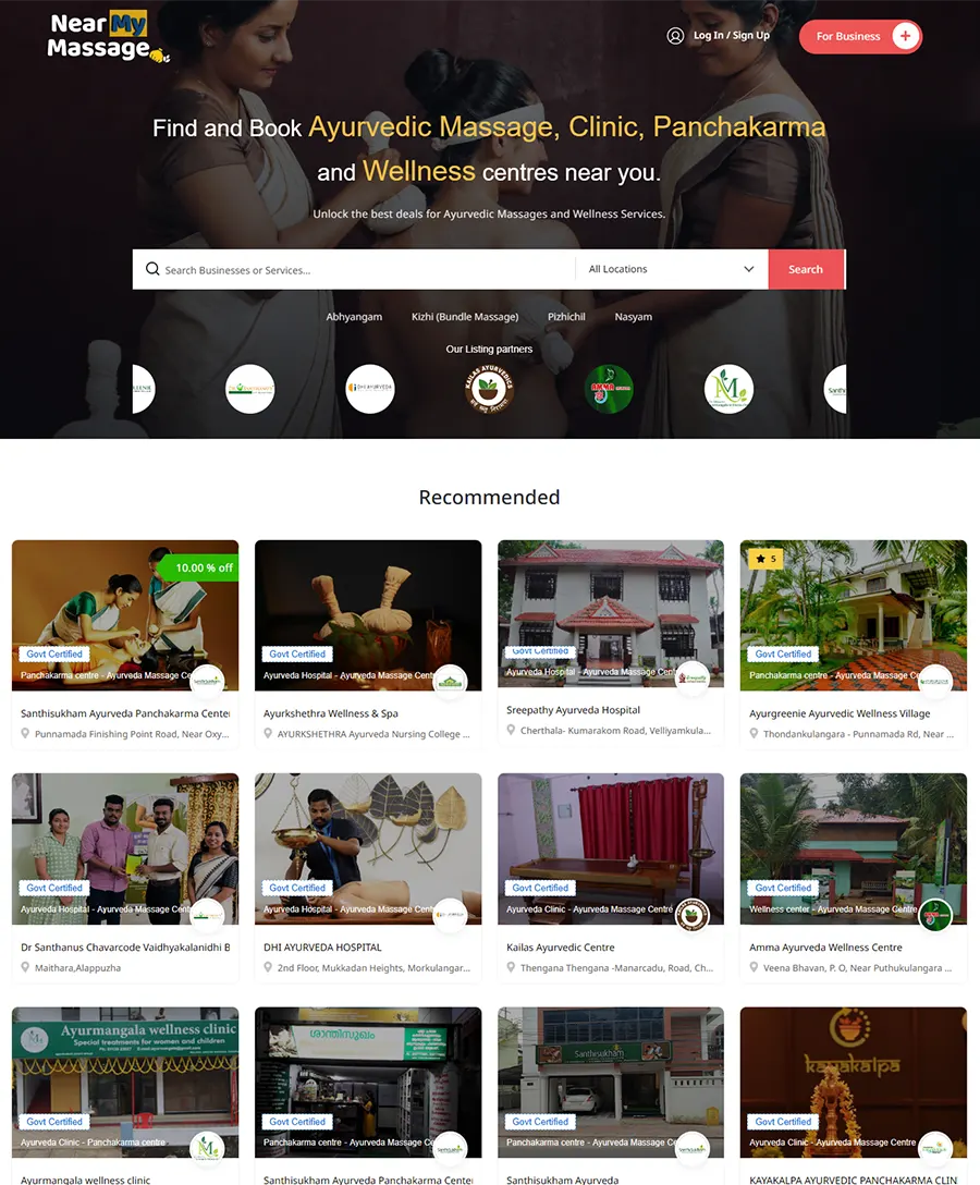 Website developed for Near My Massage