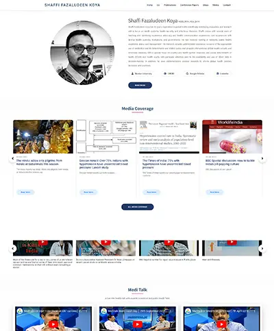 Website developed for Shaffi Fazaludeen Koya