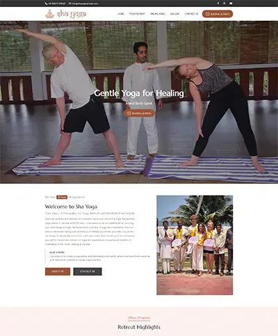 Website developed for Sha Yoga Varkala