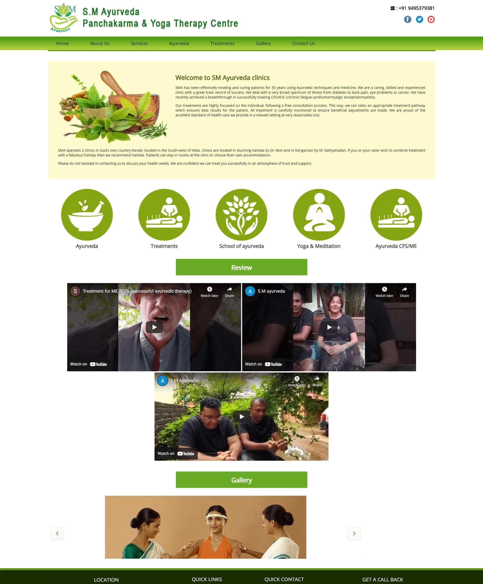 Website developed for S M Ayurveda, Ayurveda treatments in Varkala