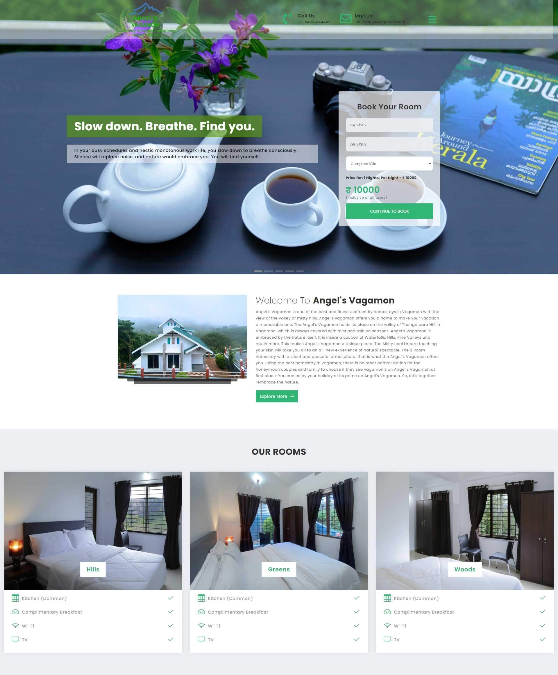 Website developed for Angels Vagamon in Vagamon
