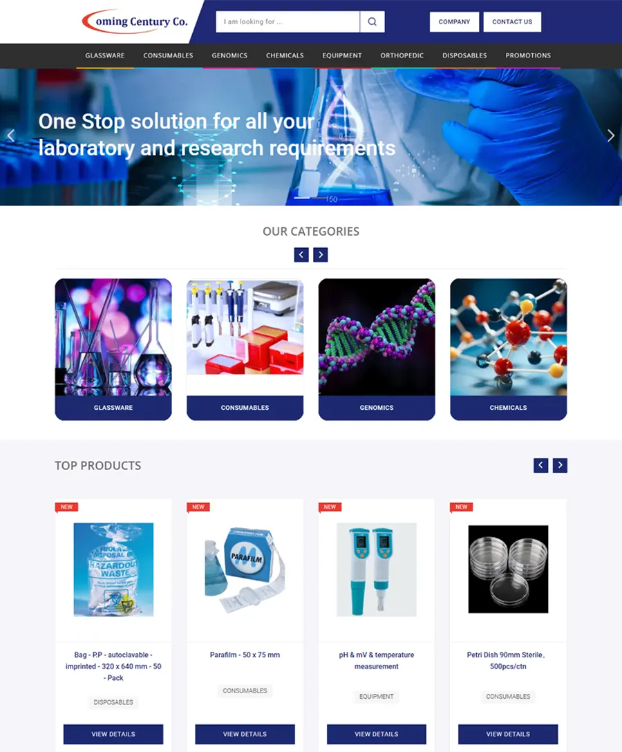Website developed for Coming Century Company