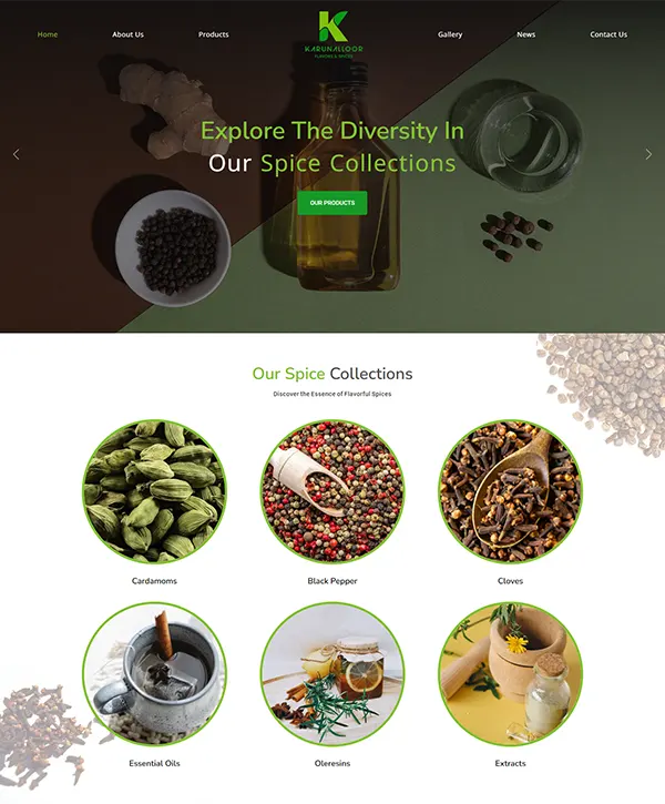Website developed for Karunalloor Flavors & Spices