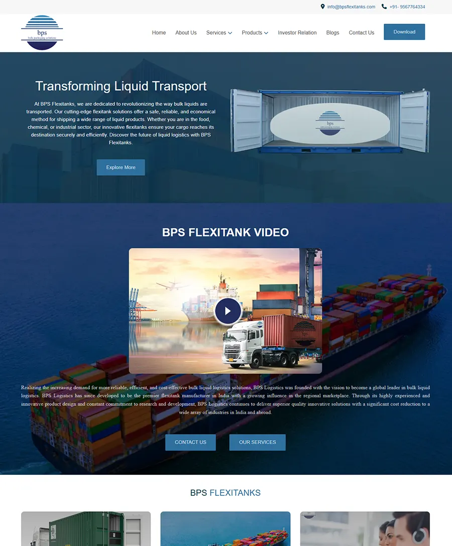 Website developed for BPS FLEXITANKS