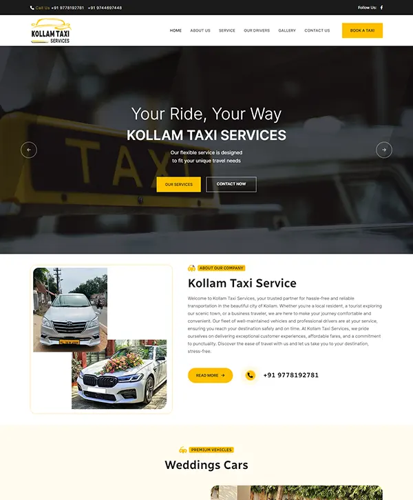 Website developed for Kollam Taxi Service